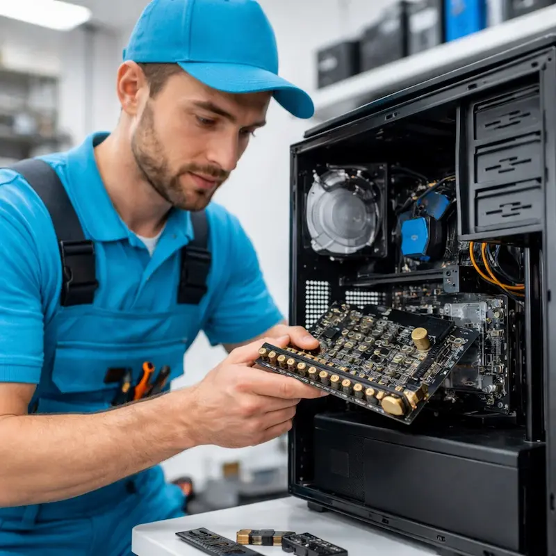 Мастер устанавливает звуковую карту на ПК в Калининграде